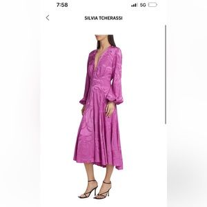 Silvia Tcherassi's Kathryn balloon-sleeve midi-dress with fluid pleated skirt.